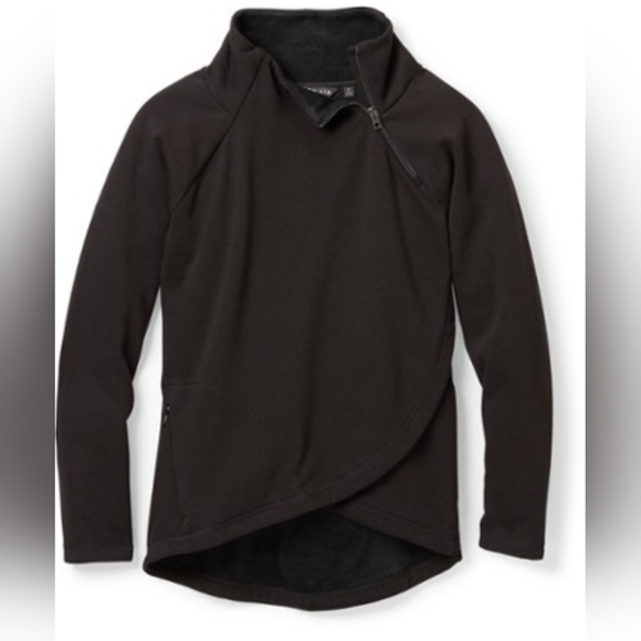 Athleta Cozy Karma Asym Black Asymmetrical Zip Pullover Sweater. - Picture 7 of 10